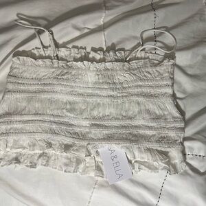 White Ruffled Women's Top